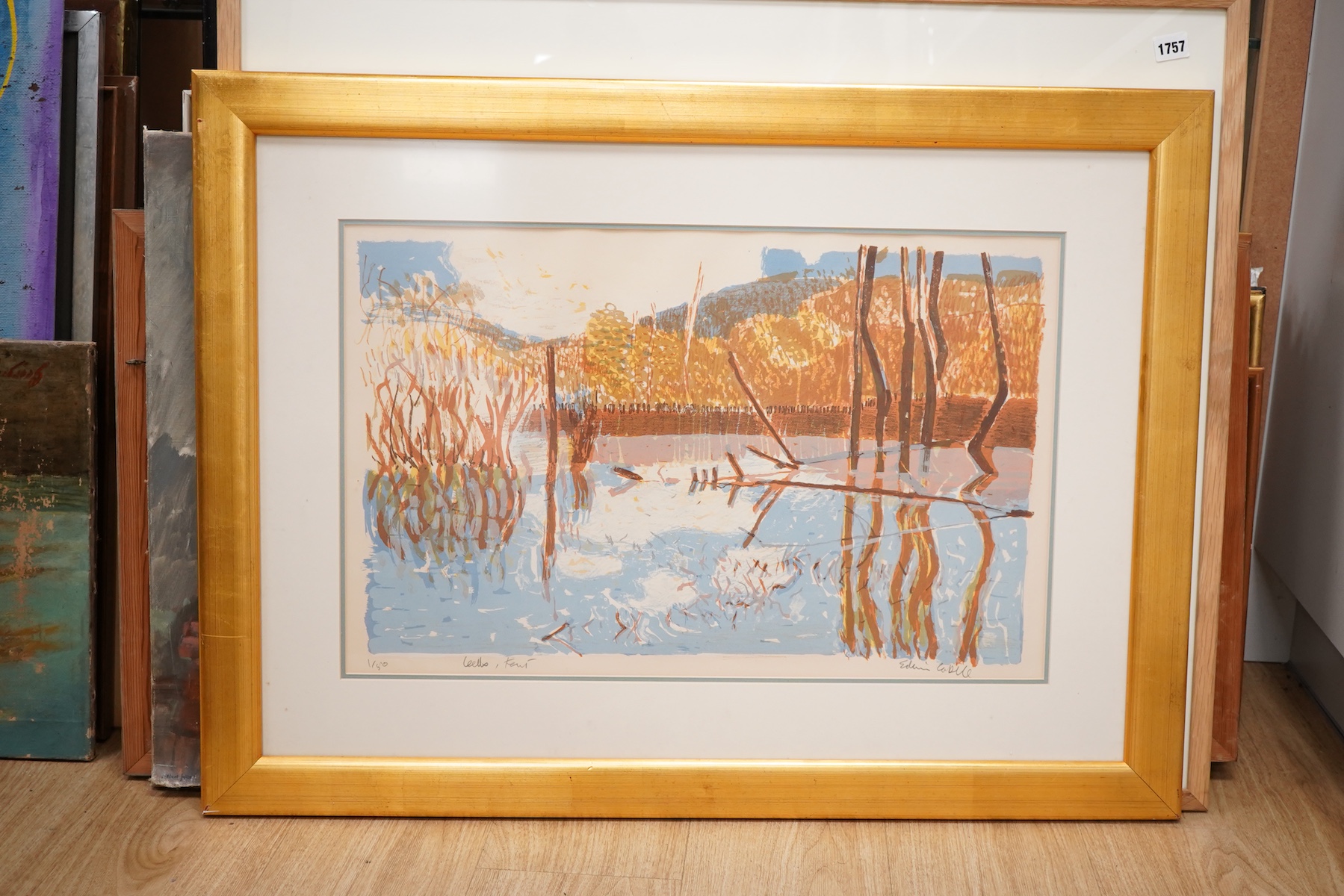 Edwin La Dell ARA (1914-1970), 'Leeds, Kent', signed in pencil, limited edition 1/80, lithograph, 40 x 65cm